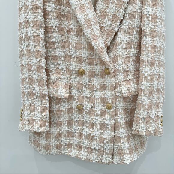 NWOT Zara Textured Tweed Light Pink Double Breasted Blazer. Blogger fave. - Picture 7 of 12
